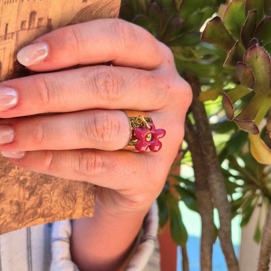 Bague Fleur Bordeaux