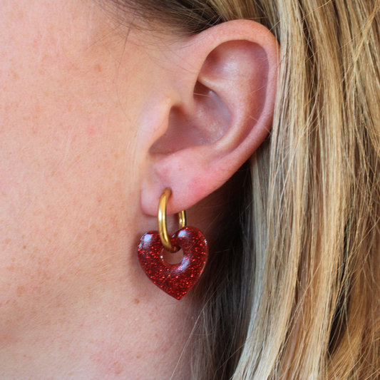 Boucles d'oreilles Cœurs Rouge