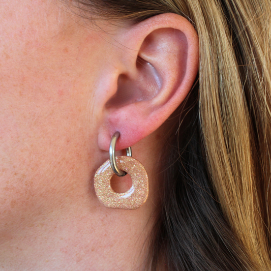 Boucles d'oreilles Rose Paillettes