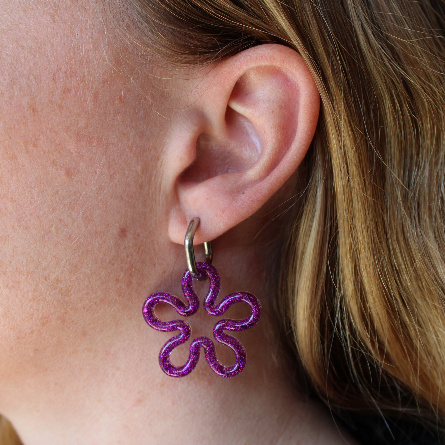 Boucles d'oreilles Fleurs Violette