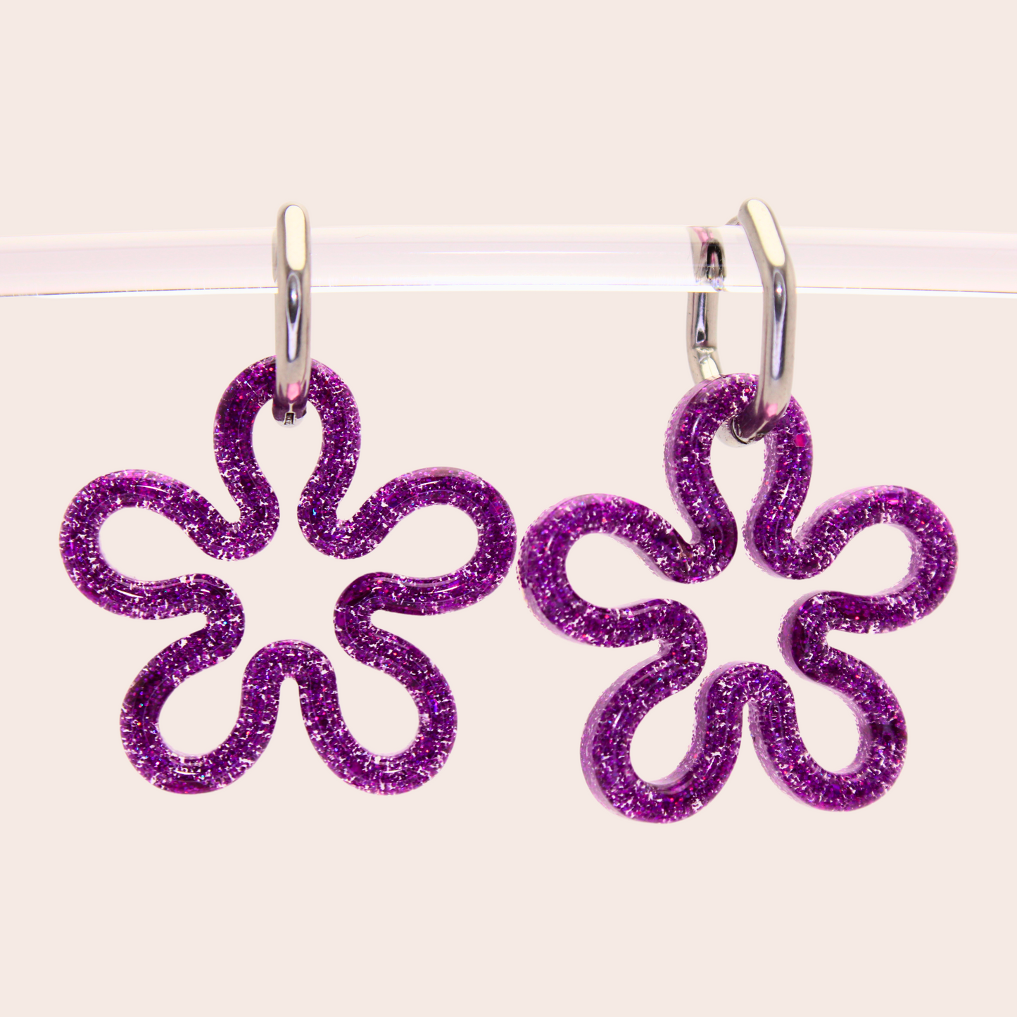 Boucles d'oreilles Fleurs Violette