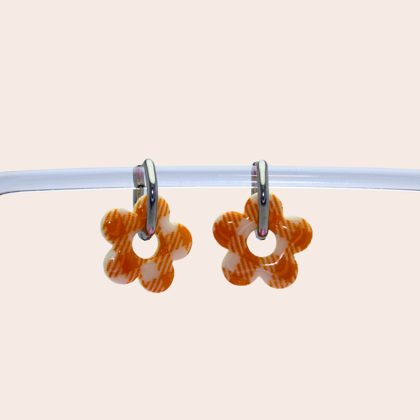 Boucles d'oreilles Vichy orange