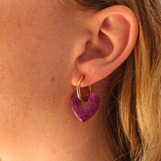 Boucles d'oreilles Cœurs Violet