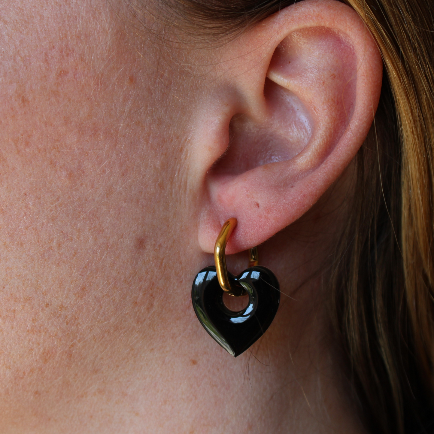 Boucles d'oreilles Cœurs Noir