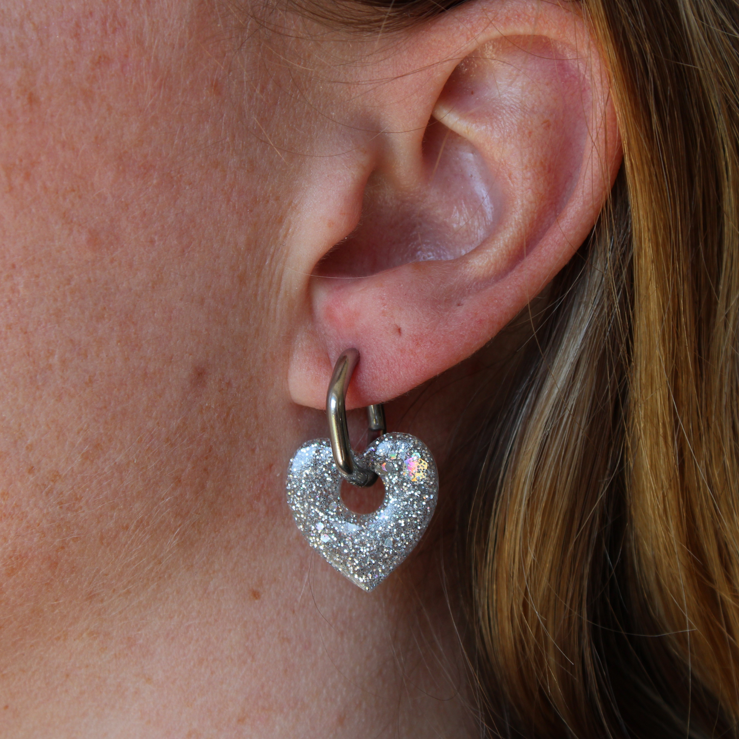 Boucles d'oreilles Cœurs Argenté