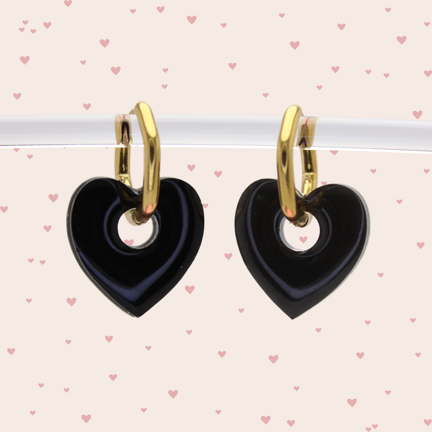 Boucles d'oreilles Cœurs Noir