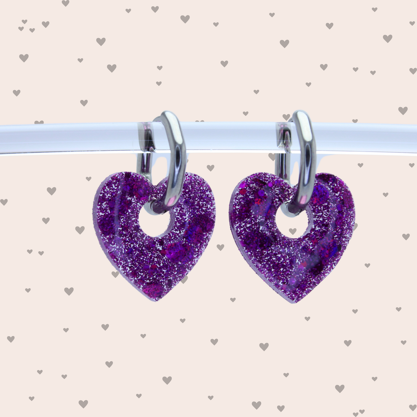 Boucles d'oreilles Cœurs Violet