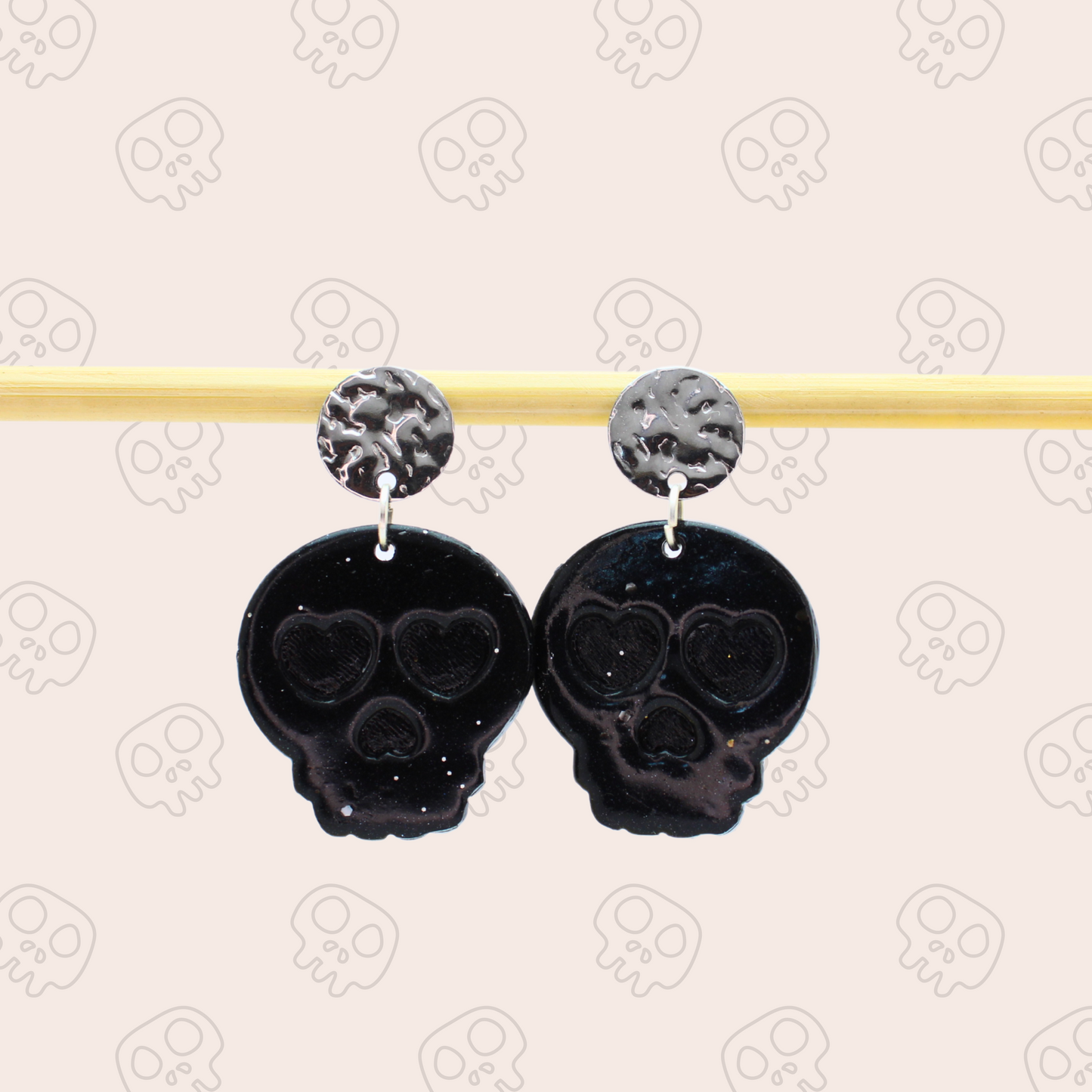 Boucles d'oreilles Tête de mort Noir