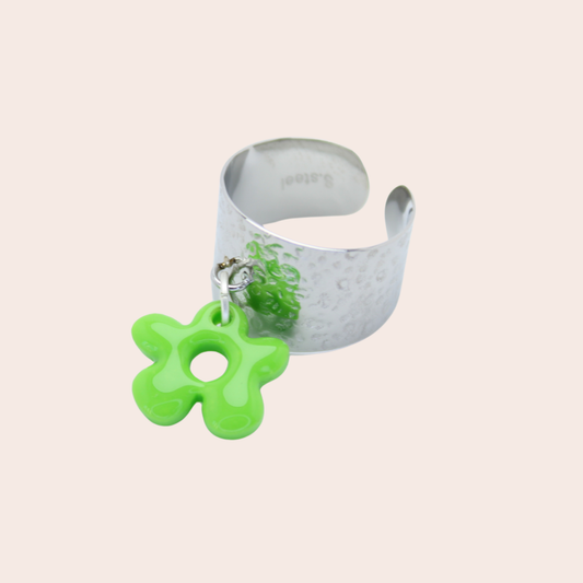 Bague Fleur Vert pomme
