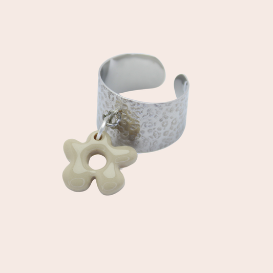 Bague Fleur Beige