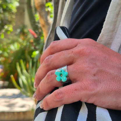 Bague Fleur Turquoise