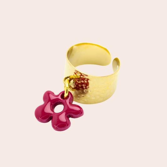 Bague Fleur Bordeaux