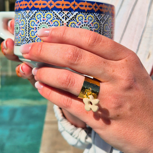 Bague Fleur Beige