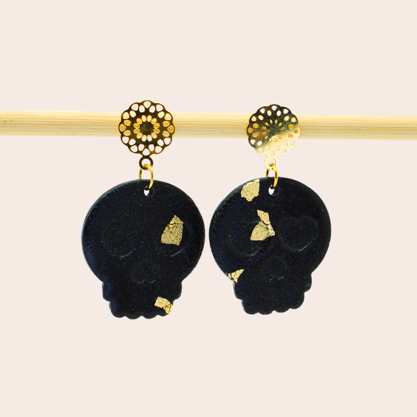 Boucles d'oreilles Tête de mort Noir