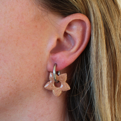 Boucles d'oreilles Rose Paillettes