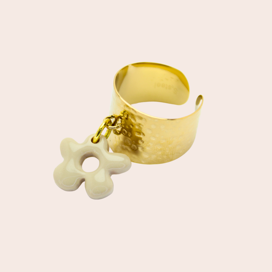 Bague Fleur Beige