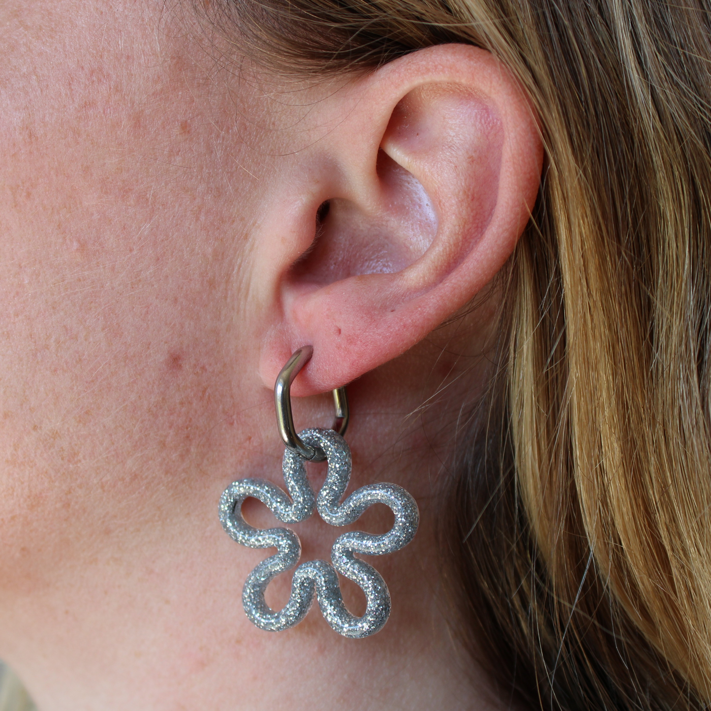 Boucles d'oreilles Fleurs Argenté