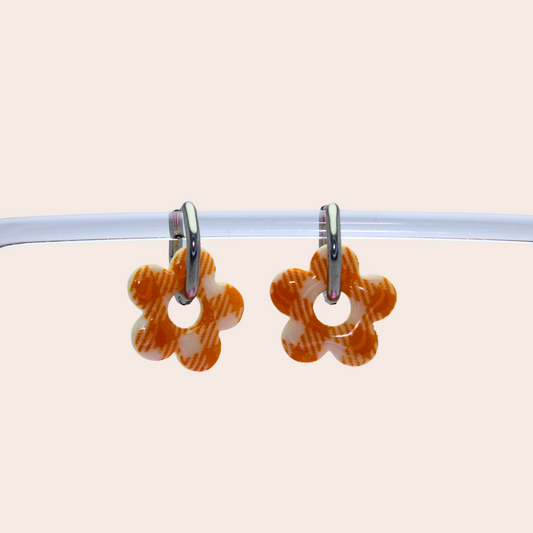 Boucles d'oreilles Vichy orange