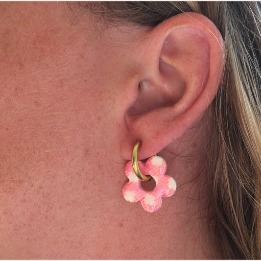 Boucles d'oreilles Vichy rose