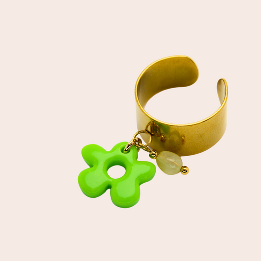 Bague Fleur Verte