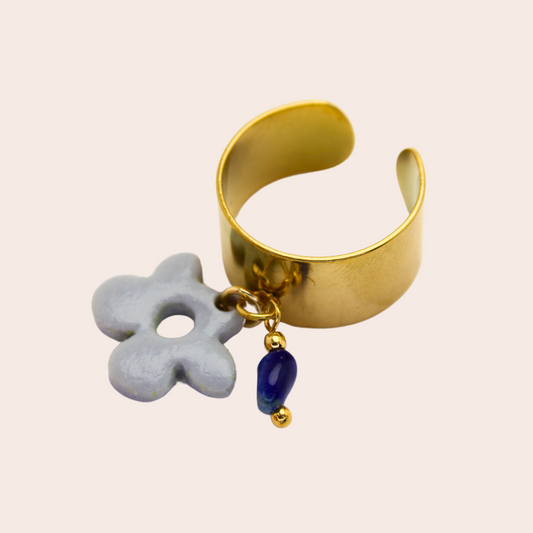 Bague Fleur Grise