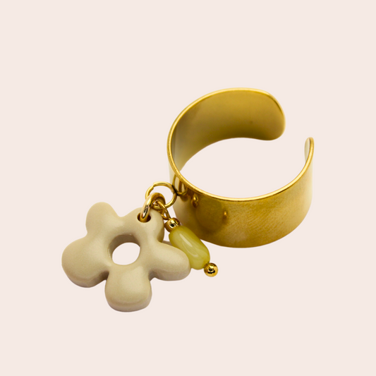 Bague Fleur Beige