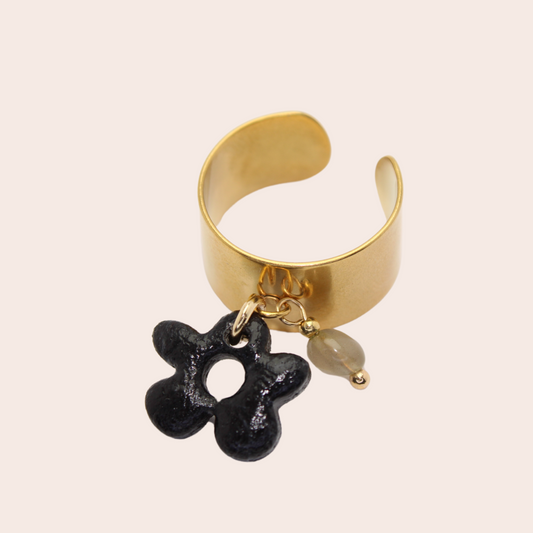 Bague Fleur Noir