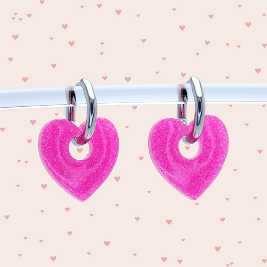 Boucles d'oreilles Cœurs Rose