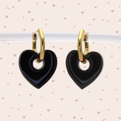 Boucles d'oreilles Cœurs Noir