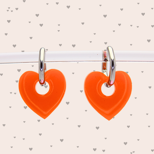 Boucles d'oreilles Cœurs Orange