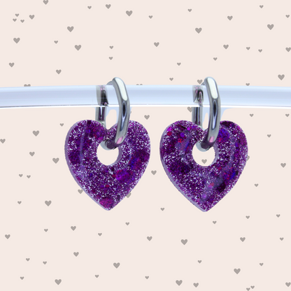Boucles d'oreilles Cœurs Violet