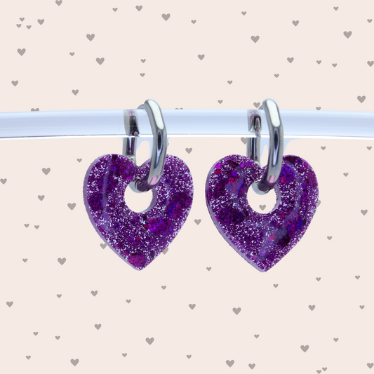 Boucles d'oreilles Cœurs Violet