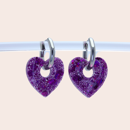 Boucles d'oreilles Cœurs Violet
