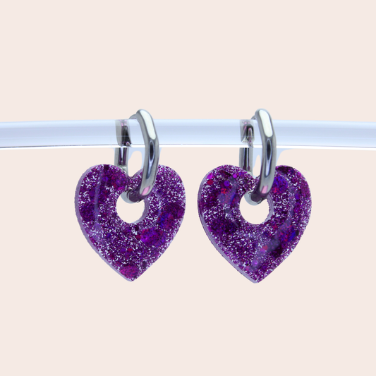 Boucles d'oreilles Cœurs Violet