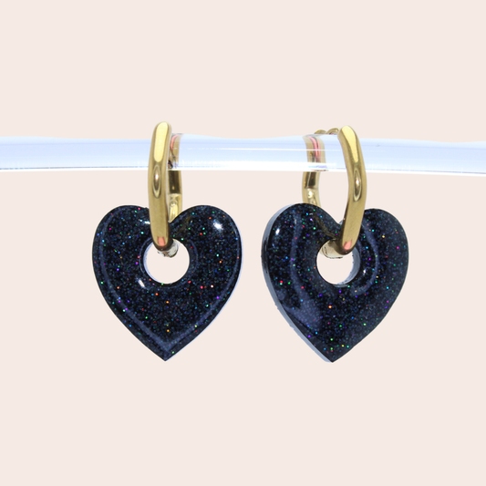 Boucles d'oreilles Cœurs Noir