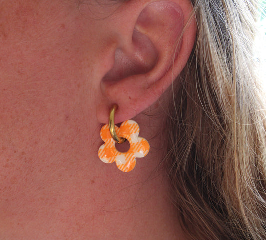 Boucles d'oreilles Vichy orange