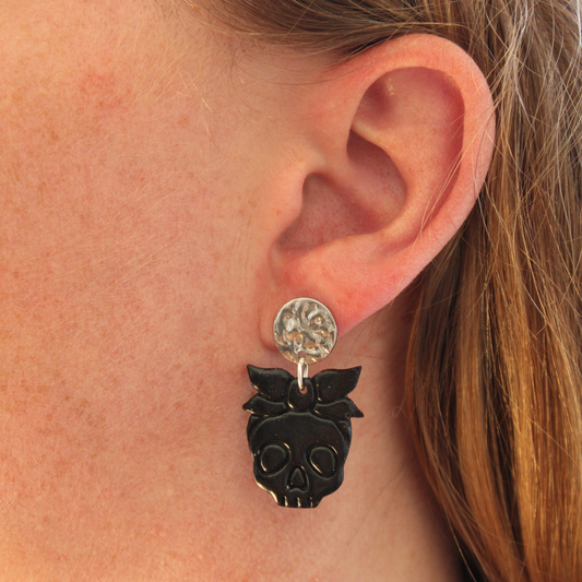 Boucles d'oreilles Tête de mort Noir