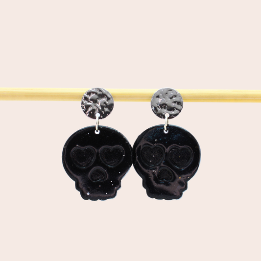 Boucles d'oreilles Tête de mort Noir