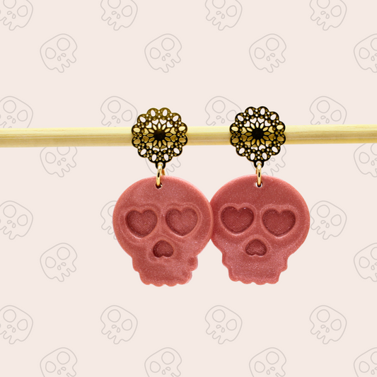 Boucles d'oreilles Tête de mort Rose