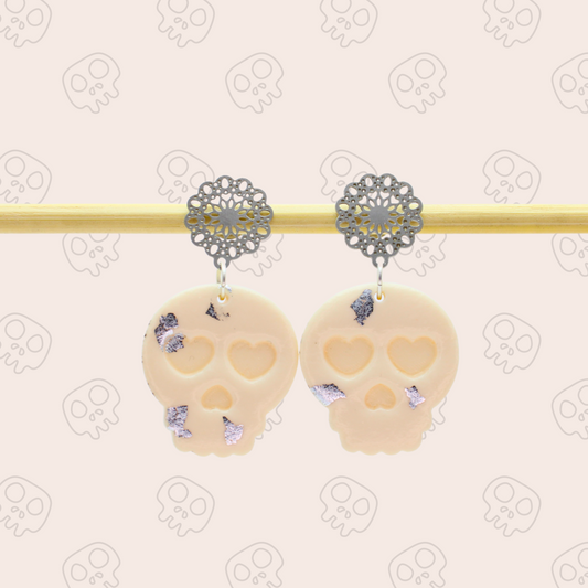 Boucles d'oreilles Tête de mort Blanche