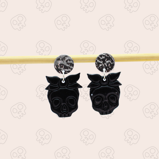 Boucles d'oreilles Tête de mort Noir