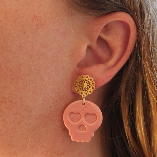 Boucles d'oreilles Tête de mort Rose